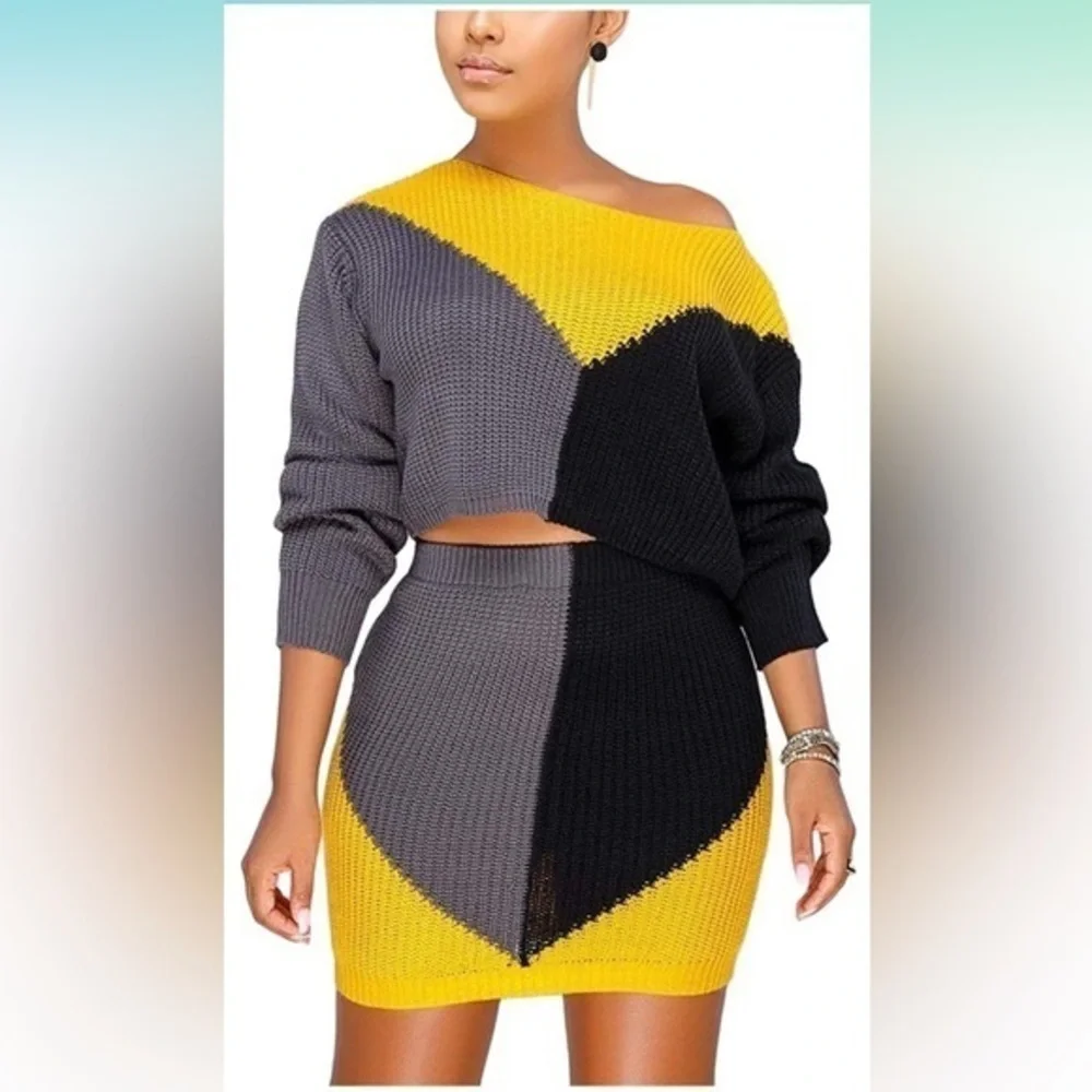 Cosygal Women’s Casual Colorblock Knit Two-Piece Set Size S